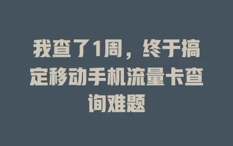 我查了1周，终于搞定移动手机流量卡查询难题