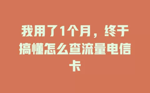 我用了1个月，终于搞懂怎么查流量电信卡