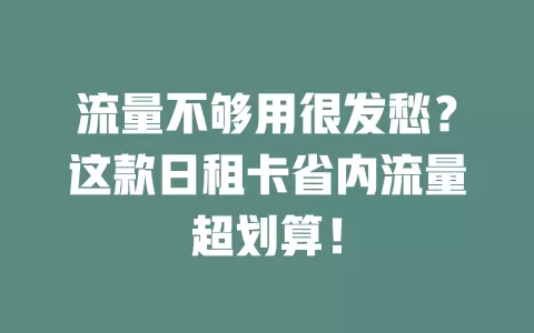 流量不够用很发愁？这款日租卡省内流量超划算！
