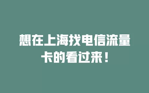 想在上海找电信流量卡的看过来！