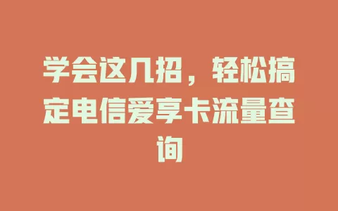 学会这几招，轻松搞定电信爱享卡流量查询