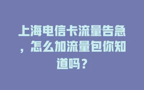 上海电信卡流量告急，怎么加流量包你知道吗？