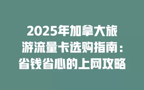 2025年加拿大旅游流量卡选购指南：省钱省心的上网攻略
