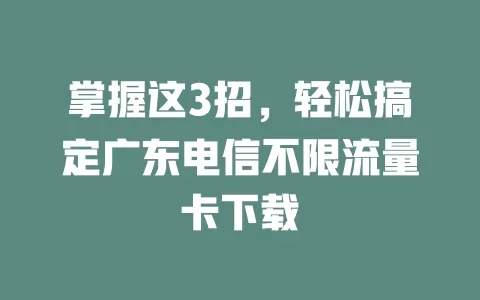 掌握这3招，轻松搞定广东电信不限流量卡下载