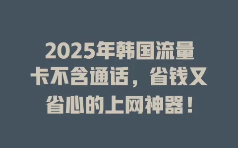 2025年韩国流量卡不含通话，省钱又省心的上网神器！