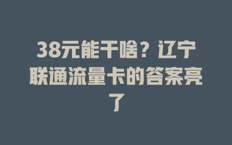 38元能干啥？辽宁联通流量卡的答案亮了
