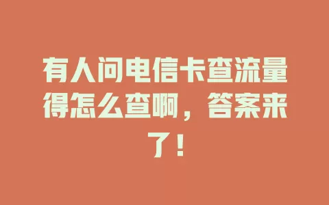 有人问电信卡查流量得怎么查啊，答案来了！