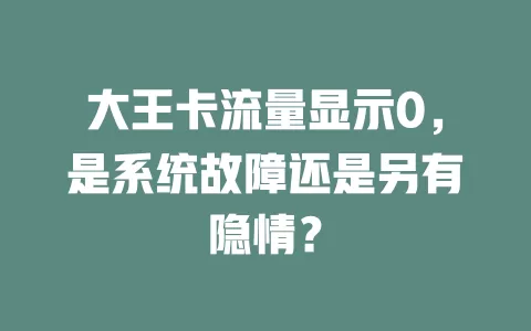 大王卡流量显示0，是系统故障还是另有隐情？