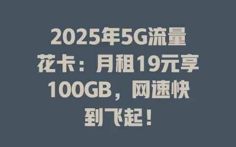 2025年5G流量花卡：月租19元享100GB，网速快到飞起！