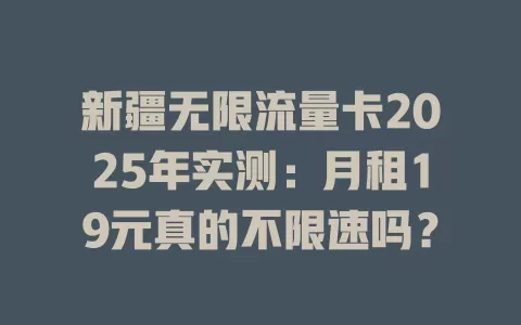 新疆无限流量卡2025年实测：月租19元真的不限速吗？