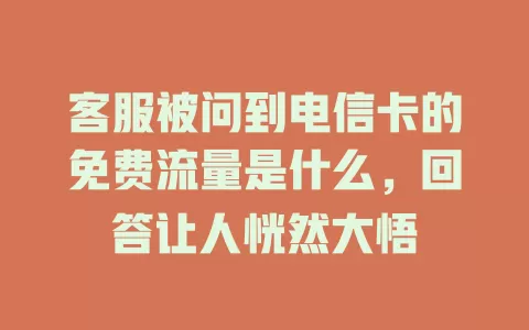 客服被问到电信卡的免费流量是什么，回答让人恍然大悟