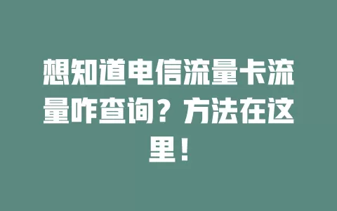 想知道电信流量卡流量咋查询？方法在这里！