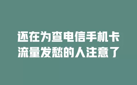 还在为查电信手机卡流量发愁的人注意了
