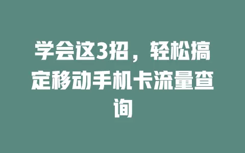 学会这3招，轻松搞定移动手机卡流量查询