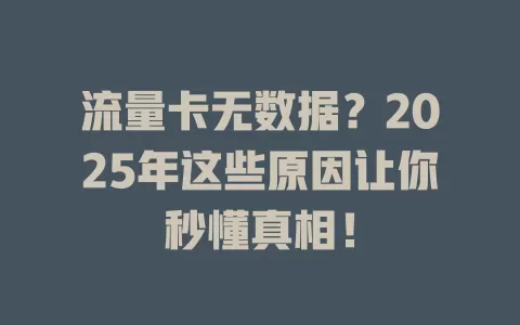 流量卡无数据？2025年这些原因让你秒懂真相！