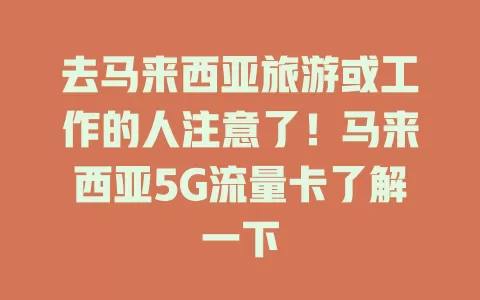 去马来西亚旅游或工作的人注意了！马来西亚5G流量卡了解一下