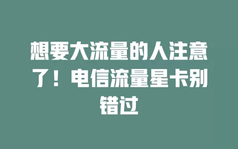 想要大流量的人注意了！电信流量星卡别错过