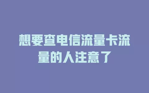 想要查电信流量卡流量的人注意了