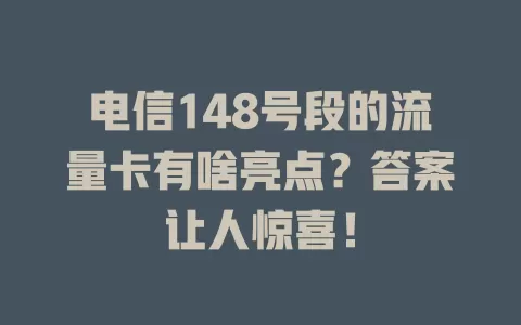 电信148号段的流量卡有啥亮点？答案让人惊喜！