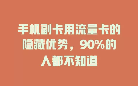 手机副卡用流量卡的隐藏优势，90%的人都不知道