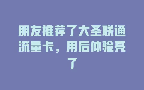 朋友推荐了大圣联通流量卡，用后体验亮了
