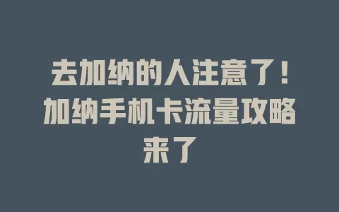 去加纳的人注意了！加纳手机卡流量攻略来了