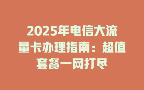 2025年电信大流量卡办理指南：超值套餐一网打尽