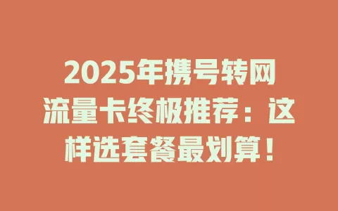 2025年携号转网流量卡终极推荐：这样选套餐最划算！