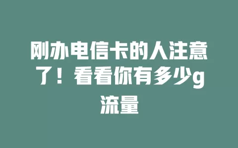 刚办电信卡的人注意了！看看你有多少g流量