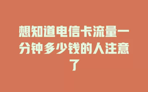 想知道电信卡流量一分钟多少钱的人注意了