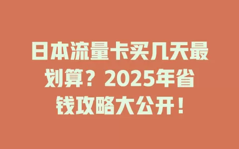 日本流量卡买几天最划算？2025年省钱攻略大公开！