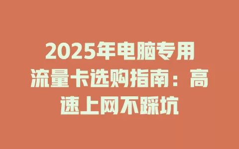 2025年电脑专用流量卡选购指南：高速上网不踩坑