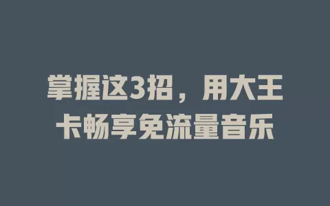 掌握这3招，用大王卡畅享免流量音乐