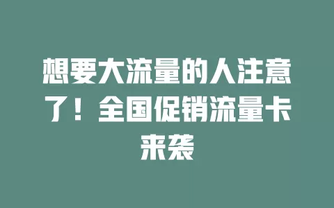 想要大流量的人注意了！全国促销流量卡来袭