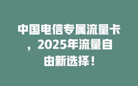 中国电信专属流量卡，2025年流量自由新选择！