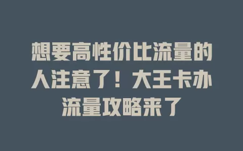 想要高性价比流量的人注意了！大王卡办流量攻略来了