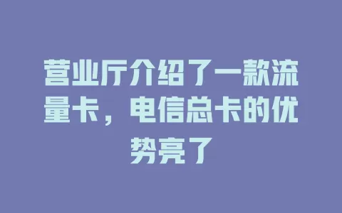 营业厅介绍了一款流量卡，电信总卡的优势亮了