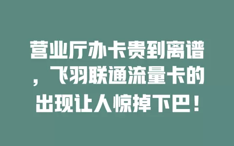 营业厅办卡贵到离谱，飞羽联通流量卡的出现让人惊掉下巴！