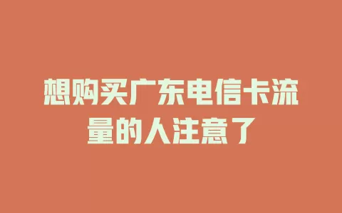 想购买广东电信卡流量的人注意了