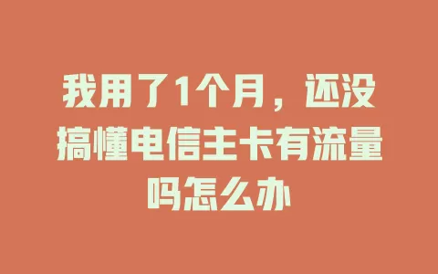 我用了1个月，还没搞懂电信主卡有流量吗怎么办