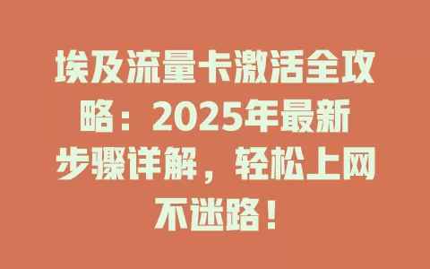 埃及流量卡激活全攻略：2025年最新步骤详解，轻松上网不迷路！
