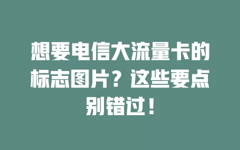 想要电信大流量卡的标志图片？这些要点别错过！