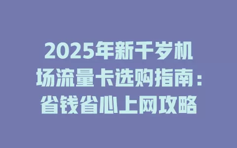 2025年新千岁机场流量卡选购指南：省钱省心上网攻略