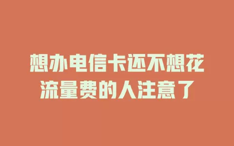 想办电信卡还不想花流量费的人注意了