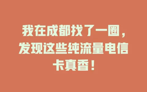 我在成都找了一圈，发现这些纯流量电信卡真香！