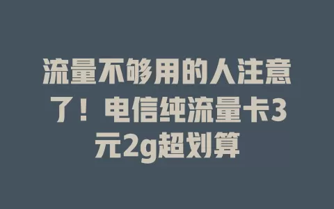 流量不够用的人注意了！电信纯流量卡3元2g超划算