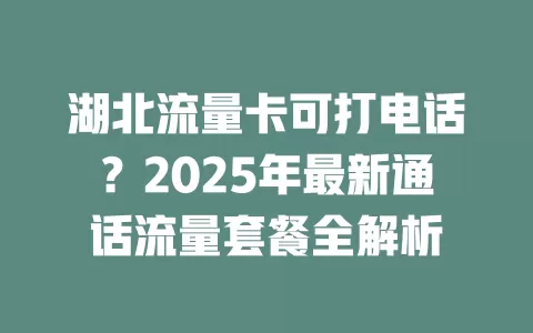 湖北流量卡可打电话？2025年最新通话流量套餐全解析