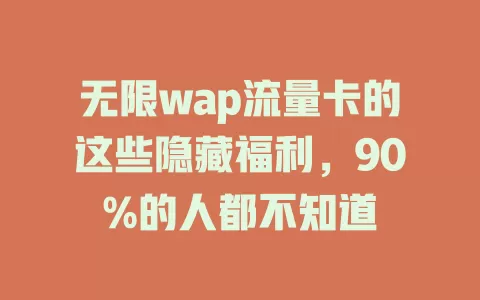 无限wap流量卡的这些隐藏福利，90%的人都不知道