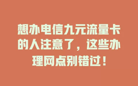想办电信九元流量卡的人注意了，这些办理网点别错过！