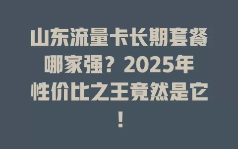 山东流量卡长期套餐哪家强？2025年性价比之王竟然是它！